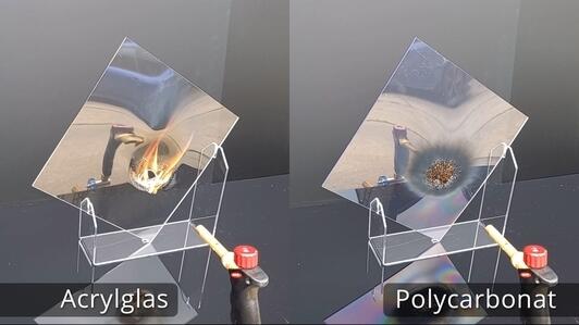 Feuerbeständigkeit von Kunststoffen. Polycarbonat vs. Plexiglas